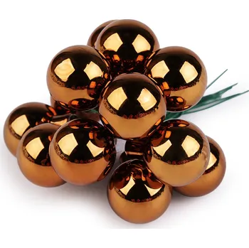 Vánoce Vánoční skleněná baňka na drátku Ø2,5 cm - mat a lesk, střední, 7 zlatá tmavá lesk