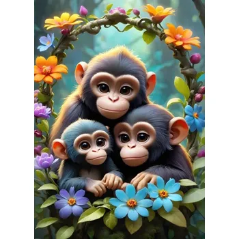 Puzzle Puzzle Roztomilé opice 300 dílků BLUEBIRD