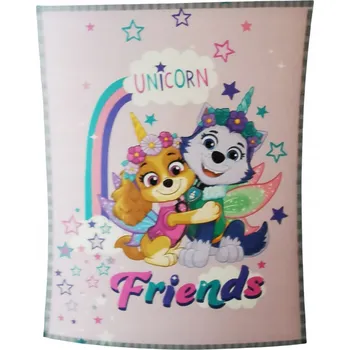 Dětská deka Flanelová DEKA DĚTSKÁ Carbotex Tlapková patrola FRIENDS UNICORN 130x160
