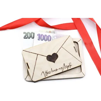 Obálka Dřevěná obálka na peníze (nevypálená)