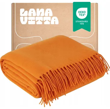 deka Vlněná deka hřejivá "Oven" 100% Novozélandská vlna oranžová 140x200 cm