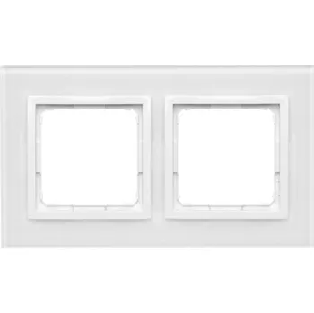 vypínač Rámeček 2 násobný, skleněný, Simon 54 DRN2/70, perlová / bílá