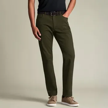 Pánské kalhoty Charles Tyrwhitt 5 Pocket Jeans — Forest Green