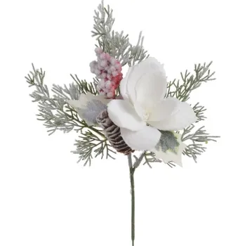 umělá květina Přízdoba Větvička 32cm Magnolie, bílá