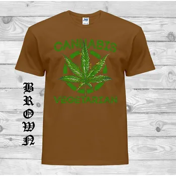 panske-levne-bavlnene-tricko-potisk-konopi-cannabis Barva: Brown - hnědá, velikost: XS
