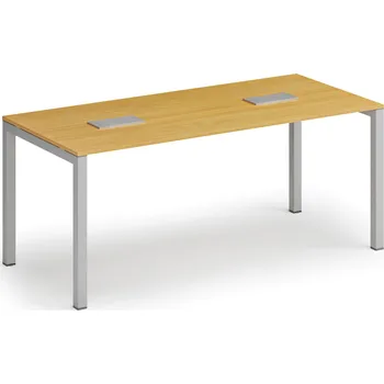 B2B Partner Jednací stůl PRIMO SQUARE, 180x80 cm, buk + 2x stolní zásuvka TYP III, stříbrná