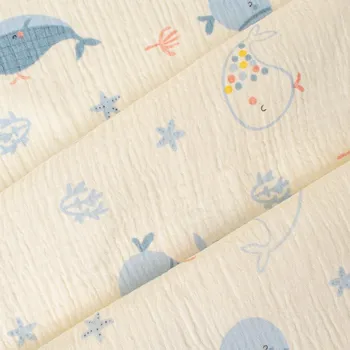 Dvojitá gázovina / mušelín JENNY modré velryby