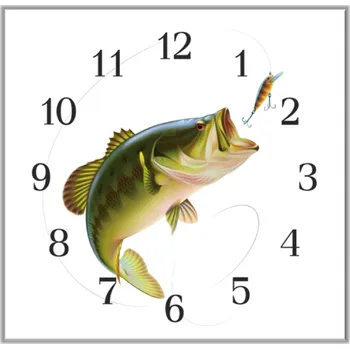 Hodiny Glasdekor Nástěnné hodiny 30x30cm ryba okoun Materiál: plexi