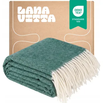 deka Vlněná deka "Steppe" 100% Australská vlna Pléd Zelený 140x200 cm