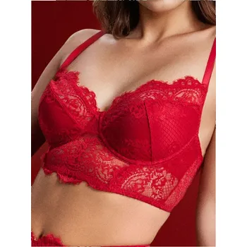 Korzet Sinsay - Polovyztužený krajkový korzet - červená - 889EO-33X - 889EO-33X-80E