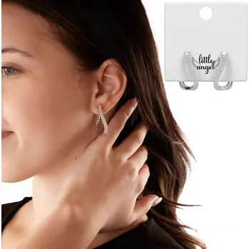 Náušnice Elegantní náušnice ve tvaru slzy se zirkony, stříbrný lesk, bižuterie