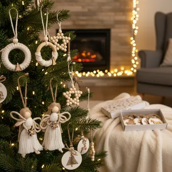 Vánoční dekorace Kouzlo boho Vánoc: Ručně tvořené ozdoby na stromeček