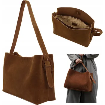 Kabelka Solier shopper kabelka z pravé kůže hnědá