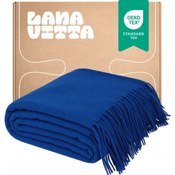 deka Vlněná deka Teplá „Grand“ 100% vlna Pled Světle modrá 140 x 200 cm