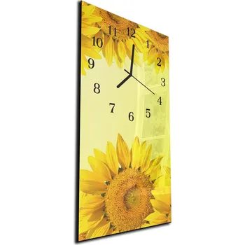 Hodiny Glasdekor Nástěnné hodiny žluté slunečnice 30x60cm Materiál: plexi