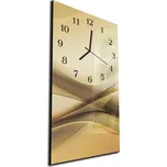 Glasdekor Nástěnné hodiny 30x60cm hnědá vlna béžový podklad Materiál: plexi