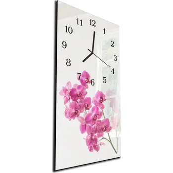 Hodiny Glasdekor Nástěnné hodiny drobné květy růžové orchidej 30x60cm Materiál: plexi