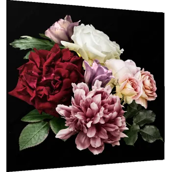 Glasdekor Sklo do kuchyně květinové aranžmá zahradních květin Rozměr V/Š: 34 x 34 cm