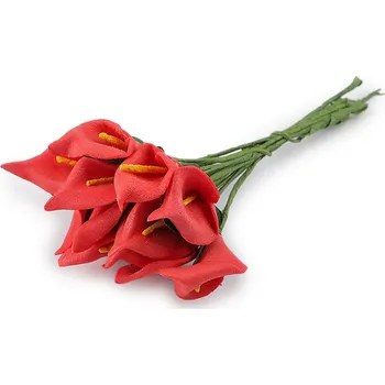 umělá květina Umělá pěnová mini kala na drátku, barva 3 červená
