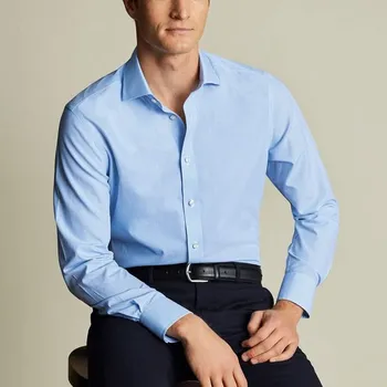 Pánská košile Charles Tyrwhitt Cutaway Collar Non-Iron Stretch Poplin Bengal Stripe Shirt — Cornflower Blue
