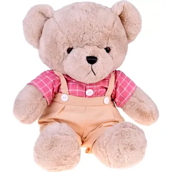 plyšák Plyšový medvěd Filip 58 cm v růžové vintage košili