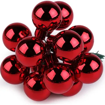 Vánoční dekorace Vánoční skleněná baňka na drátku Ø2,5 cm - mat a lesk, barva 9 červená lesk