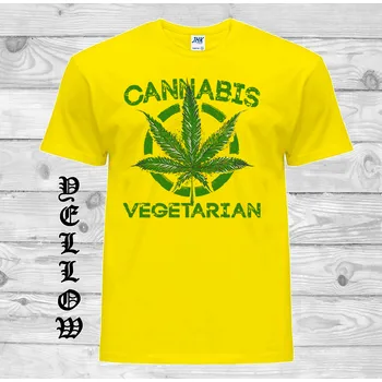 Pánské tričko panske-levne-bavlnene-tricko-potisk-konopi-cannabis Barva: Yellow - žlutá, velikost: XS