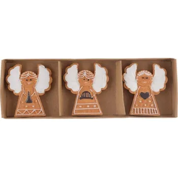 Vánoční dekorace Nálepka Andělíček 3ks 6cm, perníkový, polyresin