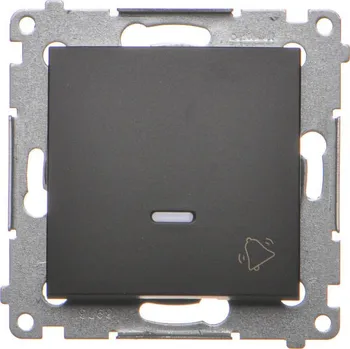 vypínač Tlačítko zapínací “zvonek”, s orientačním LED podsvětlením, řazení, Simon 54 DD1AL.01/49, černá metalizovaná