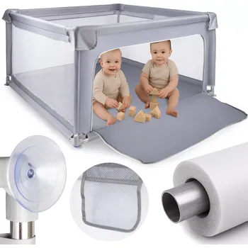 Dětská ohrádka dětský ohrádka kivo 120 × 120 cm šedá