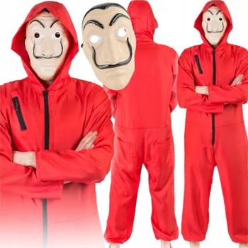 Karnevalový kostým KOSTÝM KARNEVALOVÝ DŮM PAPÍRU LA CASA DE PAPEL PŘEVLEK KOMBINÉZA MASKA