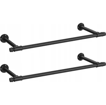 Věšák VĚŠÁK ŠATNÍ TYČ NA OBLEČENÍ 2 KS KOVOVÝ ODOLNÝ Songmics ČERNÝ