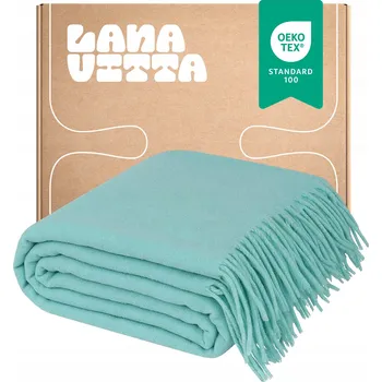 deka Vlněná deka teplá "Grand" 100% vlna Pléd mátový 140x200 cm