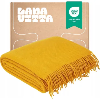 deka Vlněná deka "Runo" teplá, 100% novozélandská vlna, pléd žlutý 140x200 cm