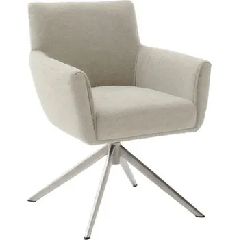 Jídelní židle Jídelní otočná židle WILSON, krémová s ocelovou podnoží