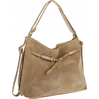 Kabelka Dámská semišová kabelka Shopper Worek batoh 2v1 Prostorná A4 88026 Béžová