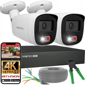 Bezpečnostní kamera Sada 2 IP PoE Kamer s Mikrofonem, Detekcí Osob a Vozidel, 8Mpx 4K (bez HDD)