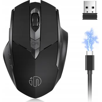 Myš Mysz Bezprzewodowa, Bluetooth 5.0 si 2,4 GHz, 800/1200/1600 DPI, Czarno
