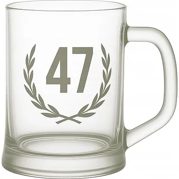 Sklenice Pivní sklenice na pivo, korbel, půllitr výroční 47 let pískovaný