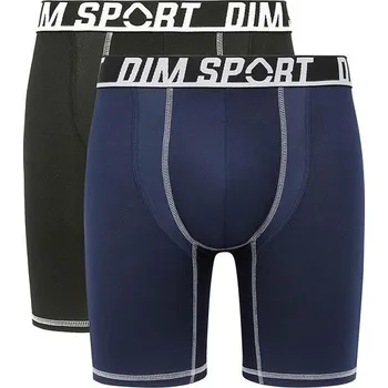 Dámské trenýrky DIM SPORT LONG BOXER 2x - Pánské sportovní boxerky 2 ks - černá - modrá Velikost: S