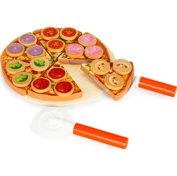 Dětská kuchyňka Dřevěná pizza pro děti se suchým zipem - 27 dílů TL733030