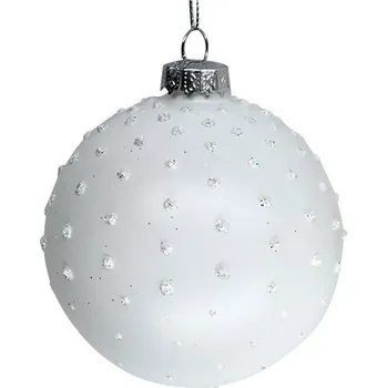 Vánoční dekorace Sada skleněných baněk 8 cm - bílá - 4 ks - 19049