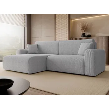 Sedací souprava Rozkládací rohová sedačka s úložným prostorem YAKIMA - světlá popelavá