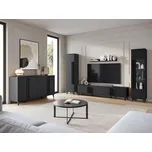 Sestava do obývacího pokoje POULSBO 4 - černá grafitová + LED osvětlení ZDARMA