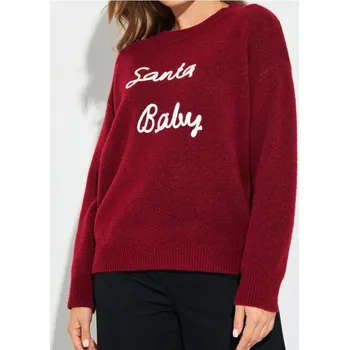 Dámský svetr Sinsay - Vánoční svetr s nápisem „Santa Baby“ s příměsí vlny - fialová - 427EU-40M - 427EU-40M-XXS