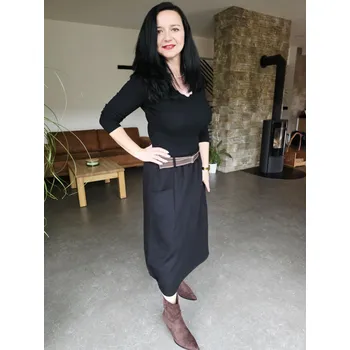 Dámská sukně Midi sukně s páskem černá Velikost: UNI: S - XL