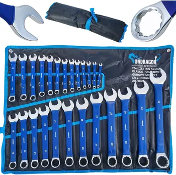 Klíč SADA KMPLET KLÍČE PLOCHÉ OČKOVÉ 6-36 mm 25 KUSŮ + PLACHTA OD9063