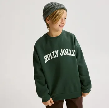 Chlapecká mikina Reserved - Mikina s&nbsp;potiskem - tmavě zelená - 969FJ-79X - 969FJ-79X-140