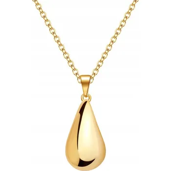 Náhrdelník ZLATÝ NÁHRDELNÍK ŘETÍZEK DÁMSKÝ S PŘÍVĚSKEM VELKÁ SLZA STŘÍBRO 925