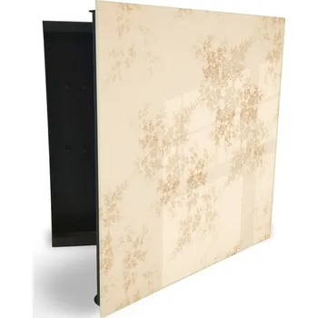 Skříňka na klíč Glasdekor skříňka na klíče - béžová textura vintage styl Otevírání: Pravé, Barva skříňky: Bílá